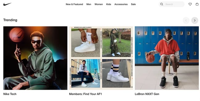 website carousel examples: nike